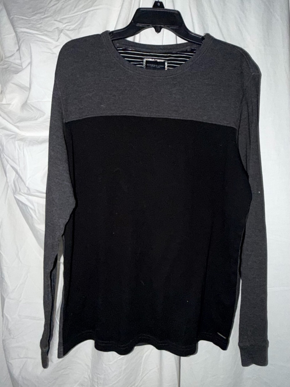 Denim & Flower Men’s Two-Tone Crewneck in Gray & Black